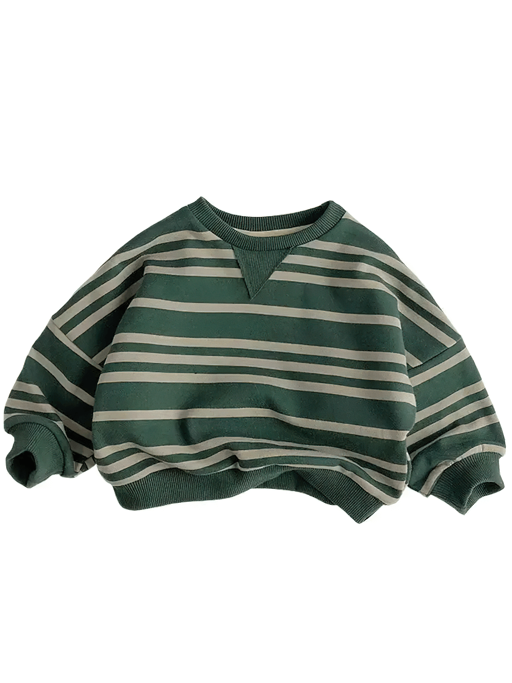 Stylish Kids Striped Sweatshirt with Ribbed Cuffs - SF3553, featuring V-neck and neutral tones with contrasting stripes for a trendy look.